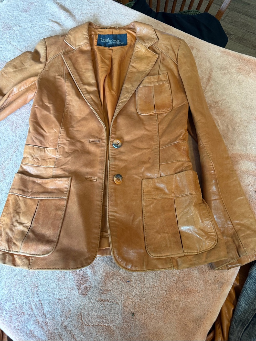 Wilson Cognac Leather Blazer Jacket - Women's